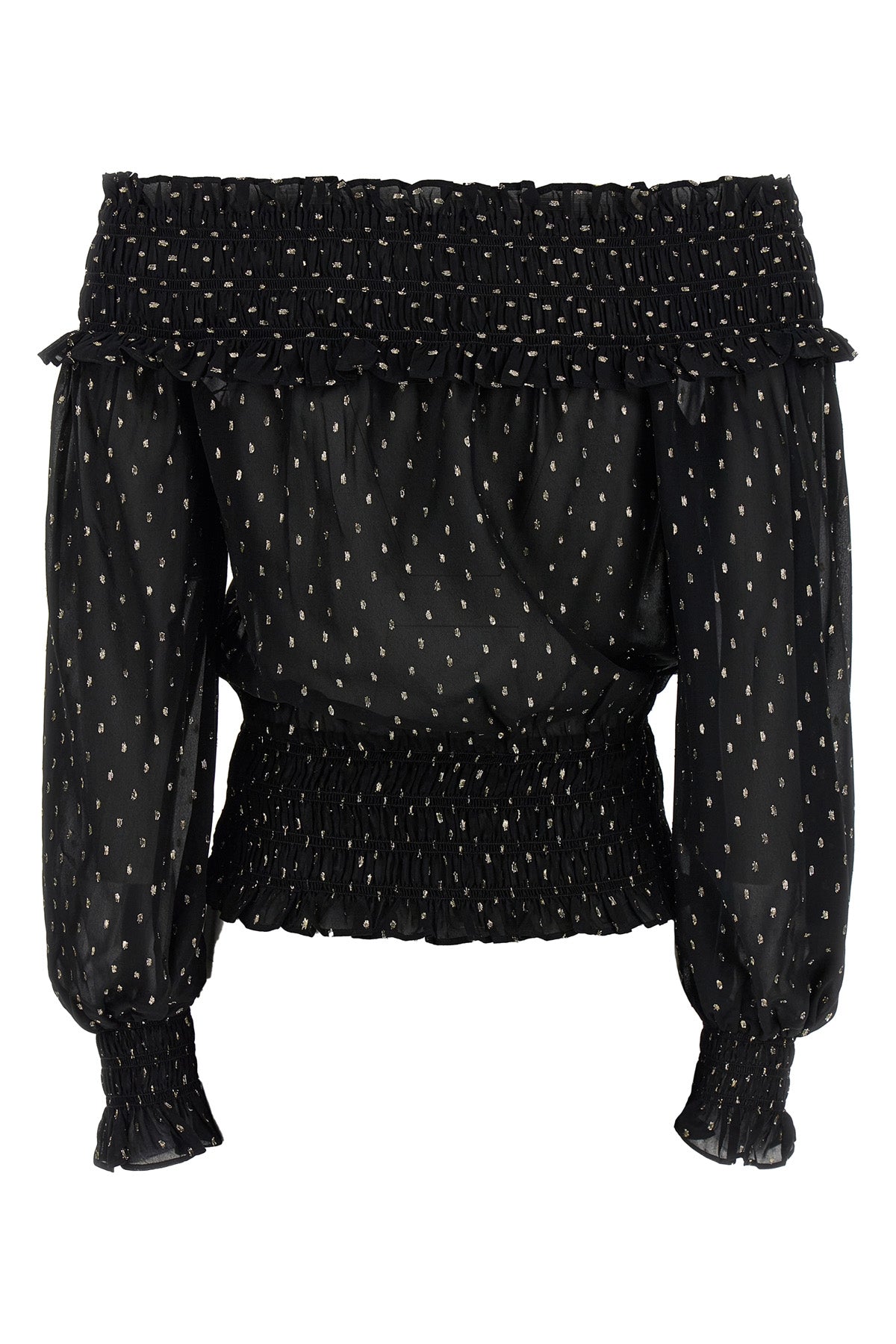 black and gold chiffon metallic fil coupé top
