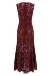 burgundy guipure lace midi floral guipure lace dress