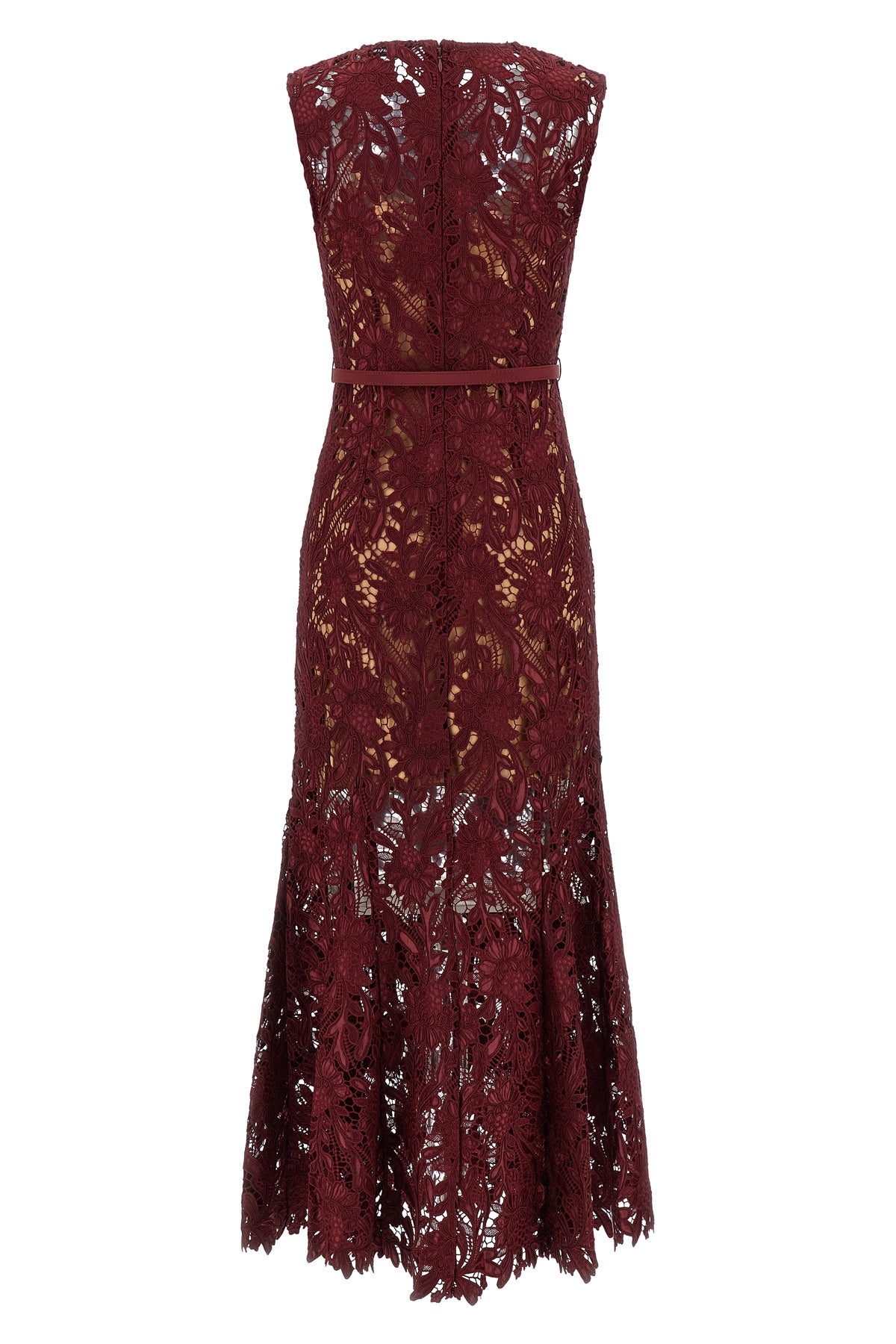burgundy guipure lace midi floral guipure lace dress