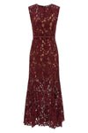 burgundy guipure lace midi floral guipure lace dress
