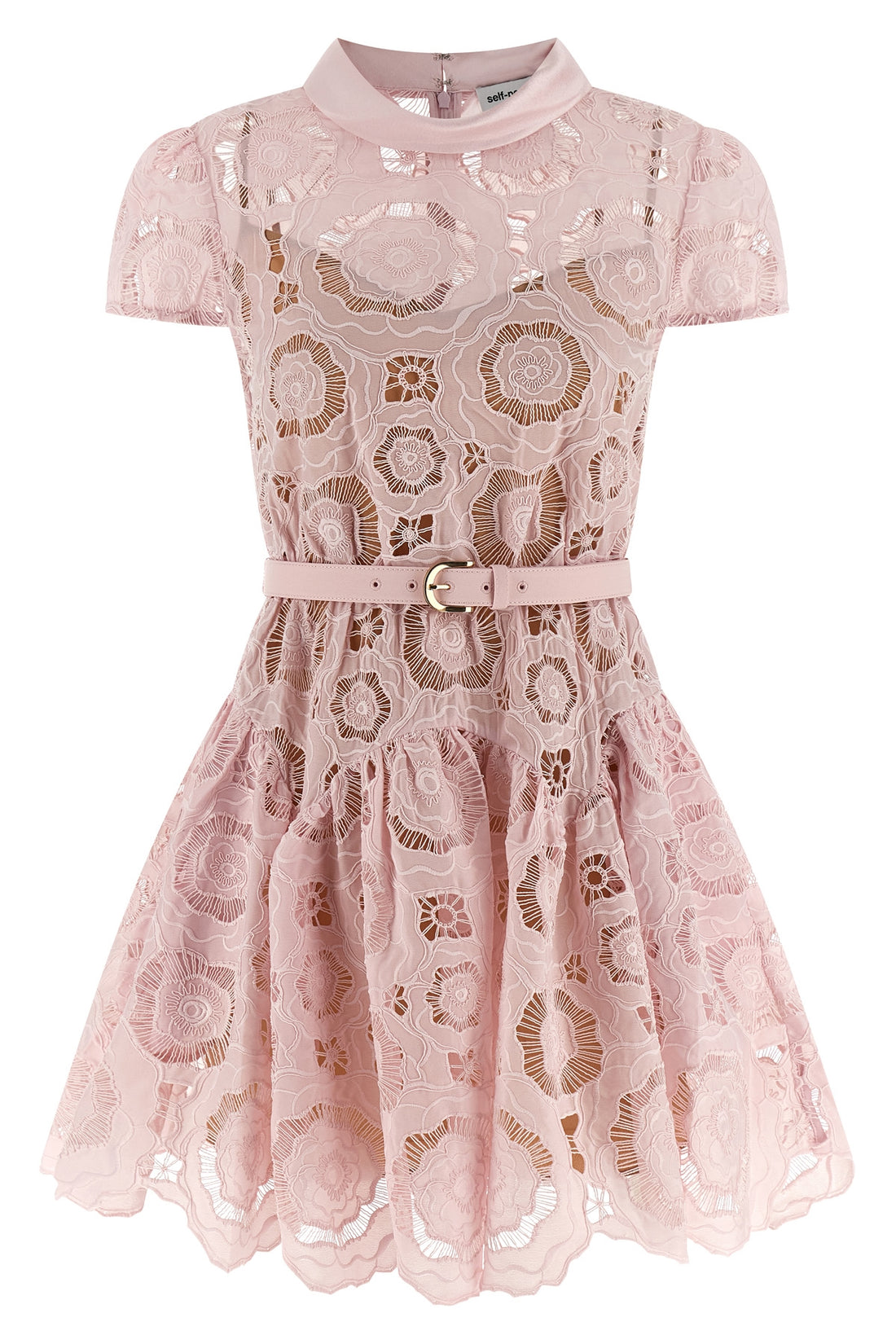 SELF PORTRAIT 12 pink floral lace mini floral lace dress