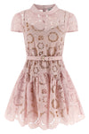 pink floral lace mini floral lace dress