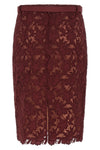 burgundy guipure lace midi floral guipure lace skirt