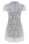 guipure semi-transparent lace blue guipure lace mini dress