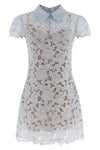 guipure semi-transparent lace blue guipure lace mini dress
