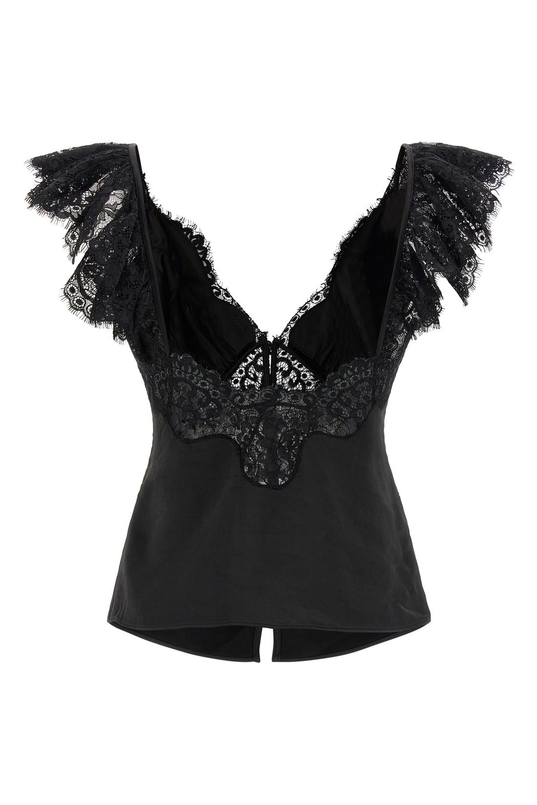 SELF PORTRAIT 8 black satin lace satin top