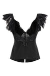 black satin lace satin top