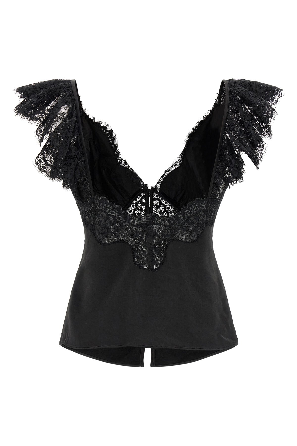 black satin lace satin top
