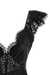 black satin lace satin top