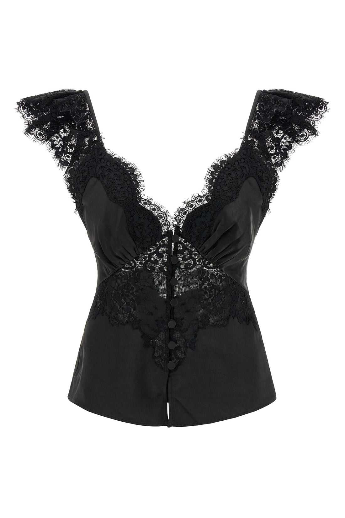 SELF PORTRAIT 8 black satin lace satin top