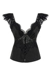black satin lace satin top