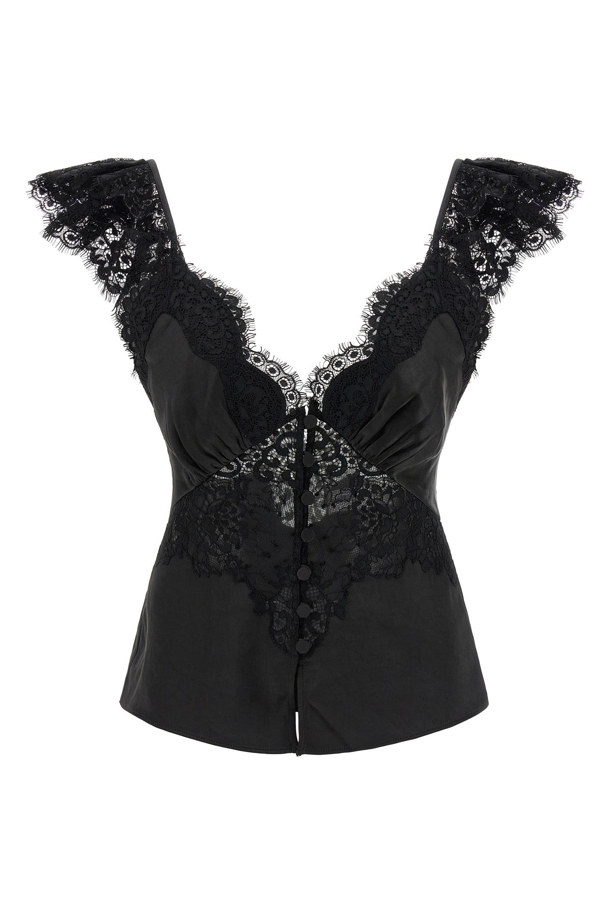 black satin lace satin top