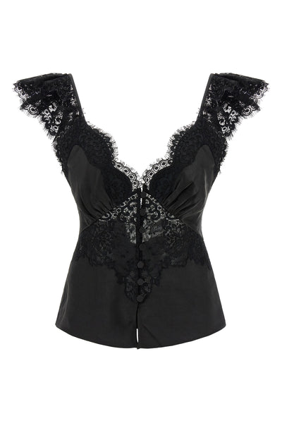black satin lace satin top