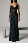 polka dot satin lace maxi polka dot print satin dress