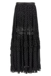 black and gold chiffon lace maxi metallic fil coupé skirt