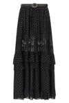 black and gold chiffon lace maxi metallic fil coupé skirt