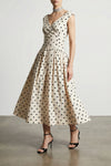 cream polka dot cotton midi polka dot print cotton dress
