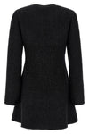 black sequin knit mini cotton and wool blend knit dress