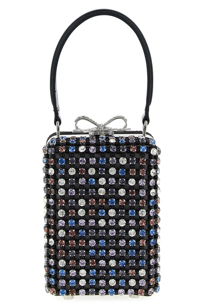multi crystal chainmail satin handbag