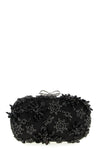 black satin floral crystal satin clutch