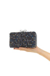 multi crystal chainmail satin-effect fabric clutch