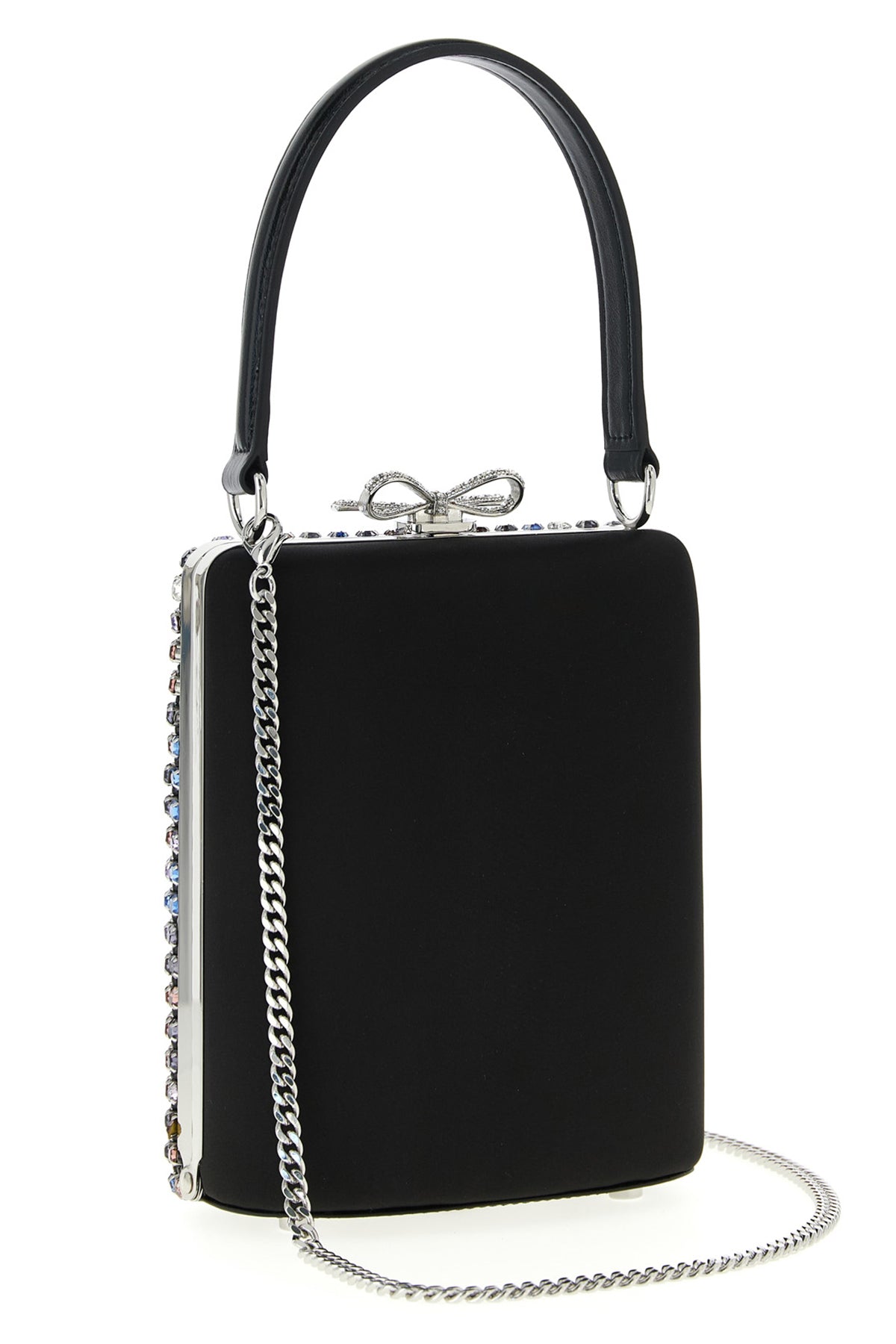 multi crystal chainmail mini satin handbag
