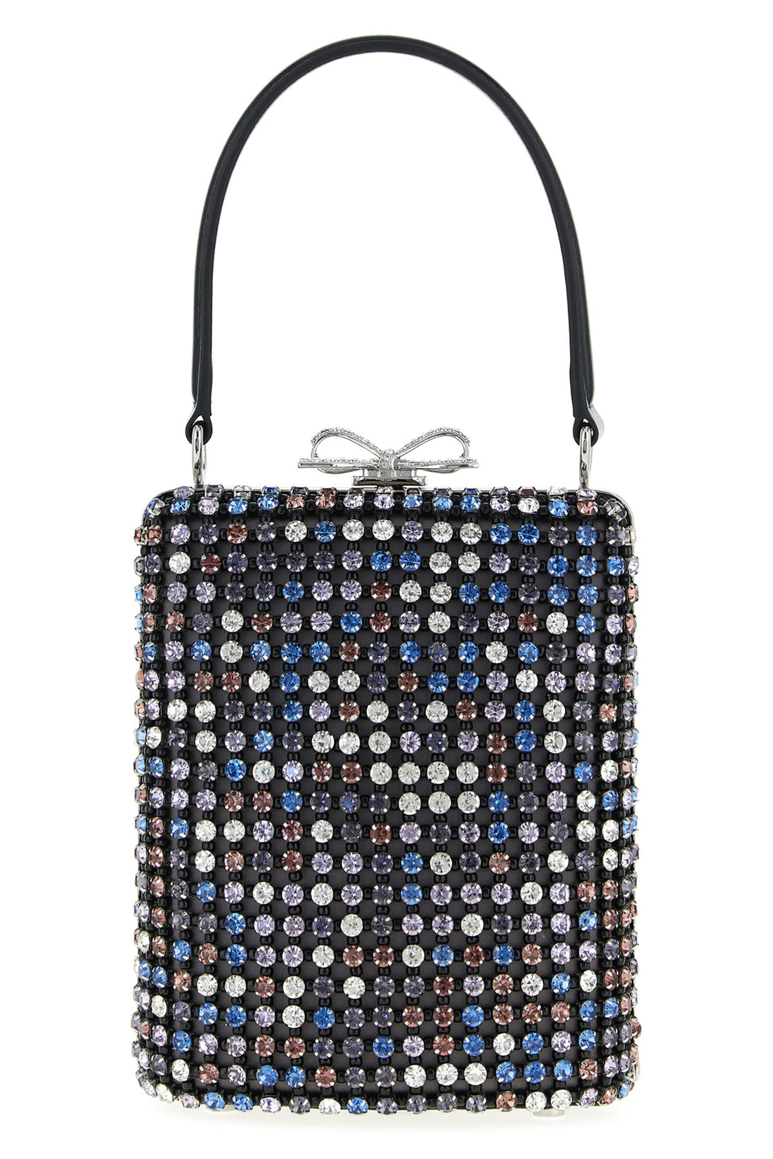 SELF PORTRAIT OS multi crystal chainmail mini satin handbag