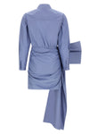 blue cotton tie side mini cotton dress