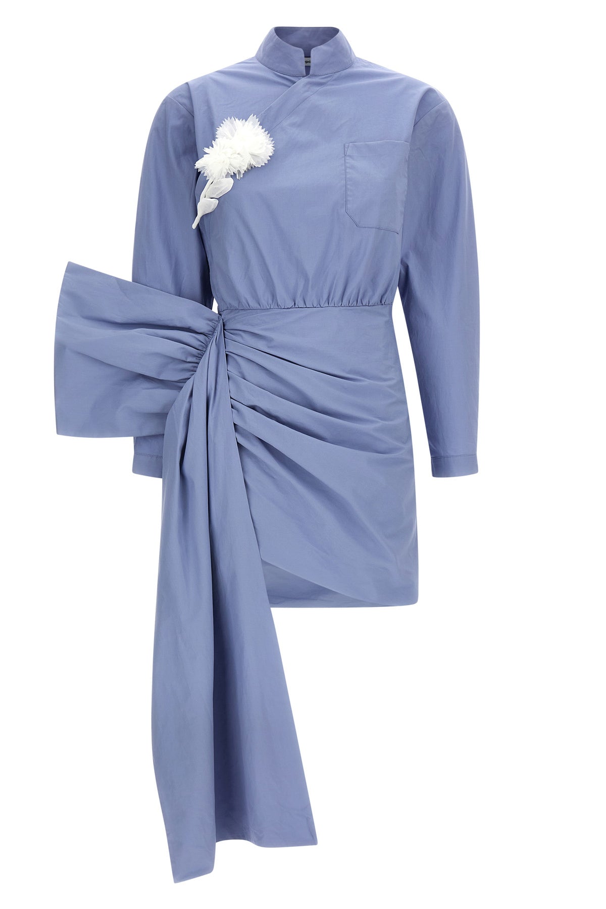 blue cotton tie side mini cotton dress
