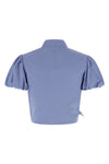 blue cotton tie side crop top in cotton