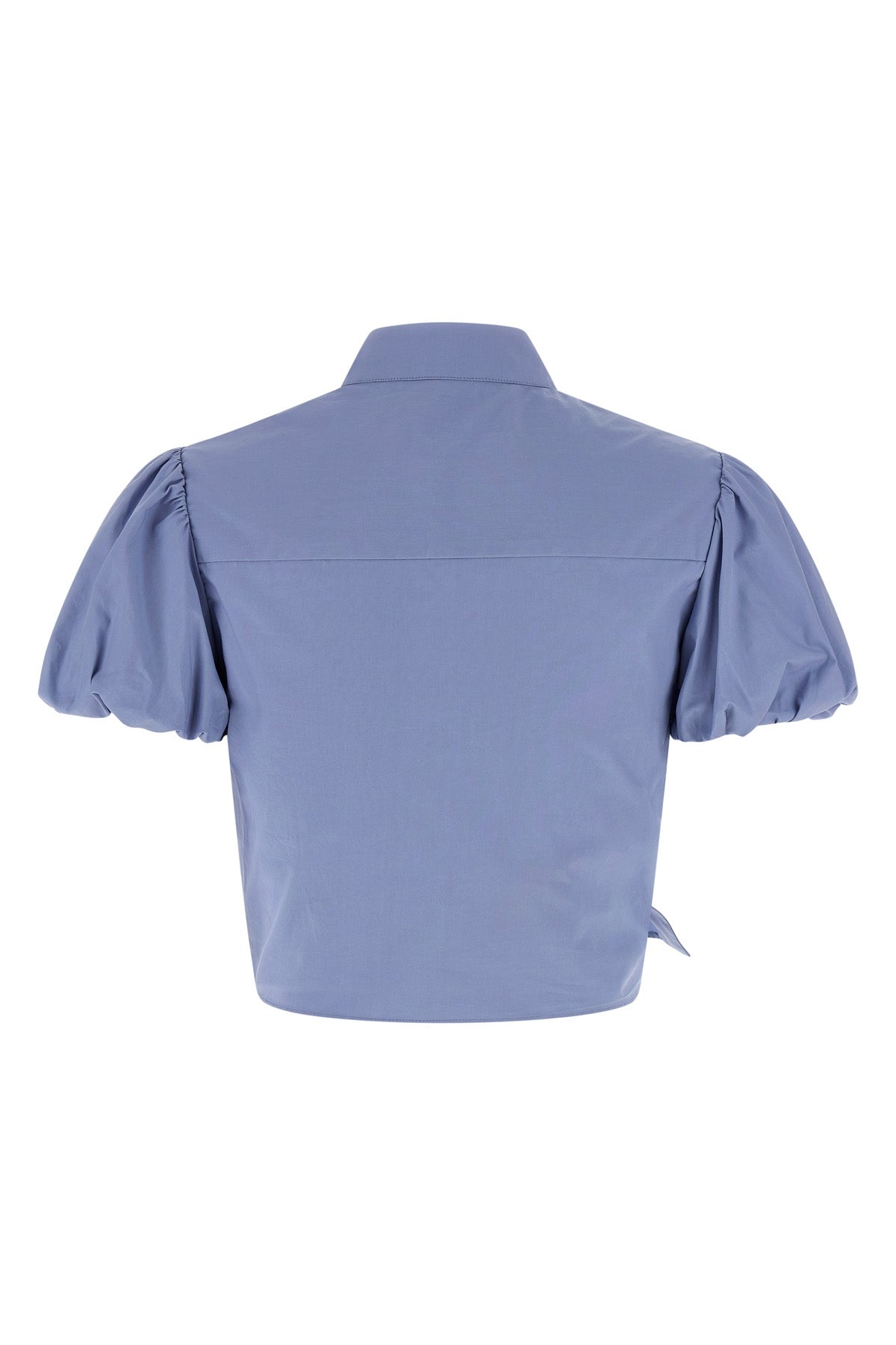 blue cotton tie side crop top in cotton