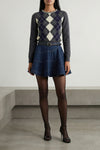 flared denim mini cotton denim skirt