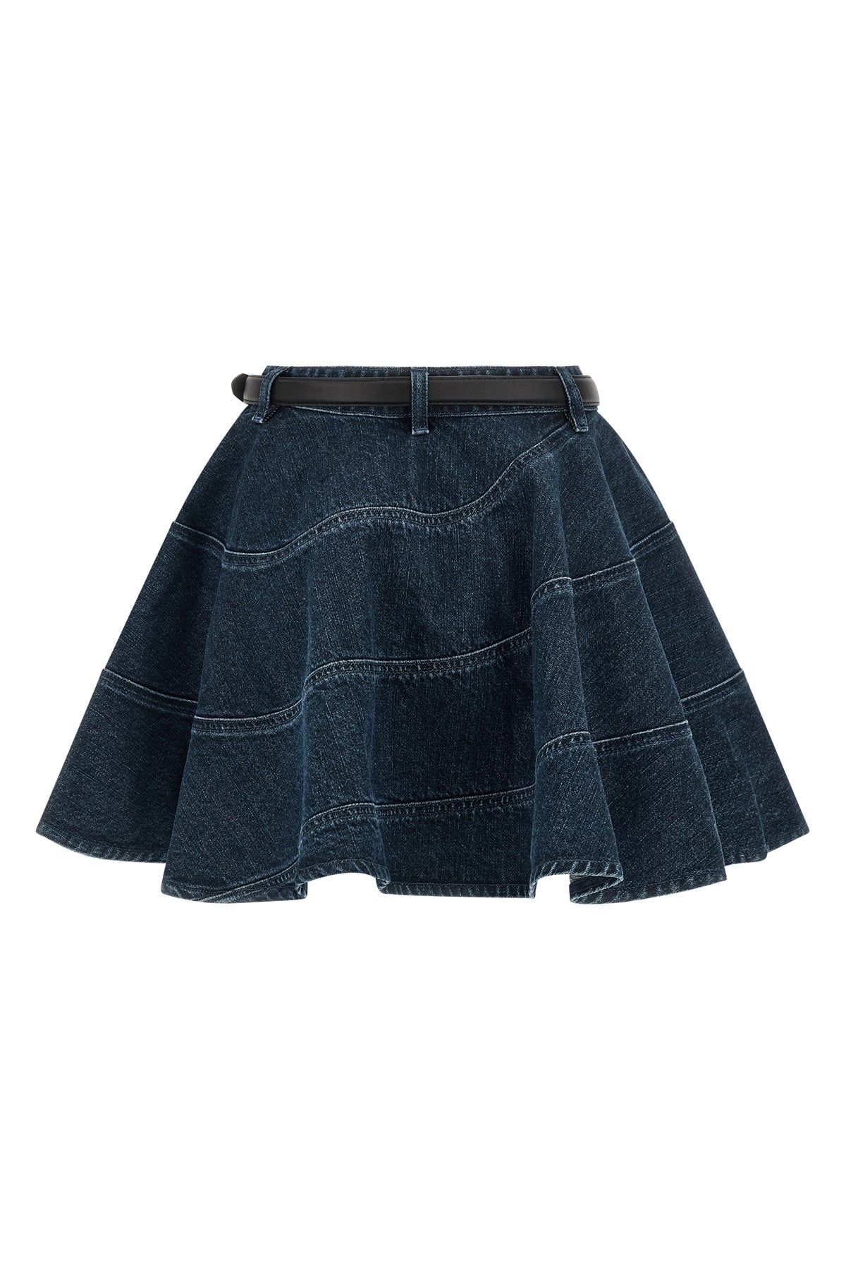 flared denim mini cotton denim skirt