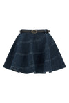 flared denim mini cotton denim skirt