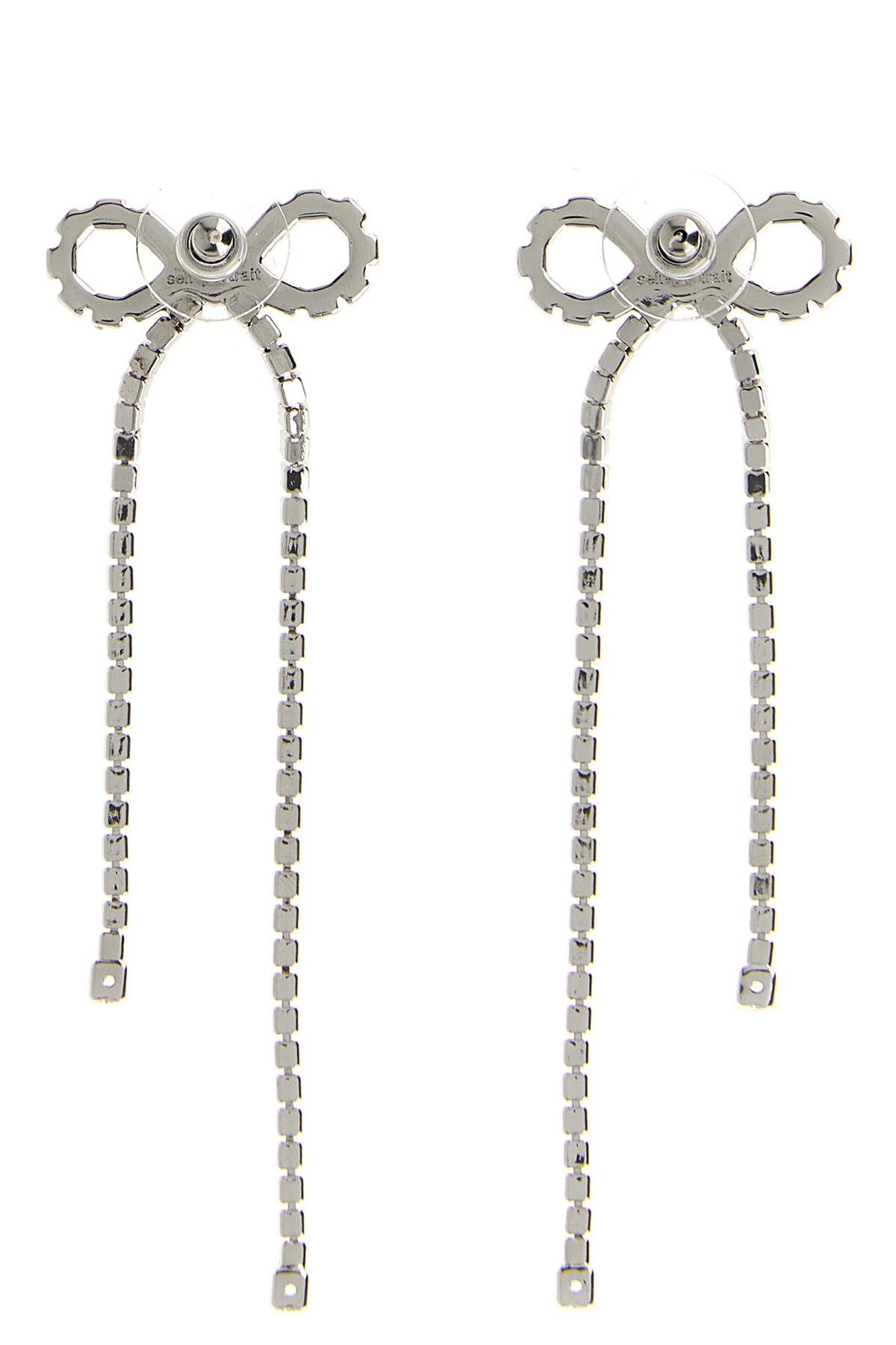 crystal droplet bow earrings in metal and crystals