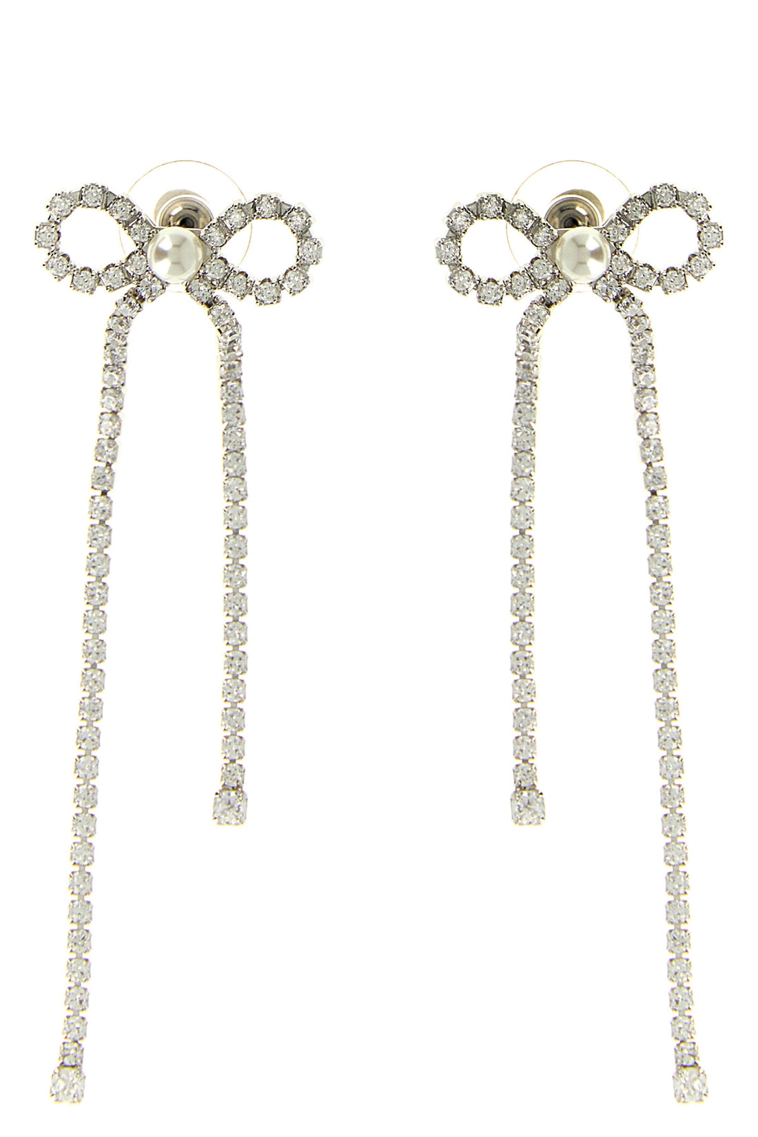 SELF PORTRAIT OS crystal droplet bow earrings in metal and crystals