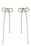 crystal droplet bow earrings in metal and crystals