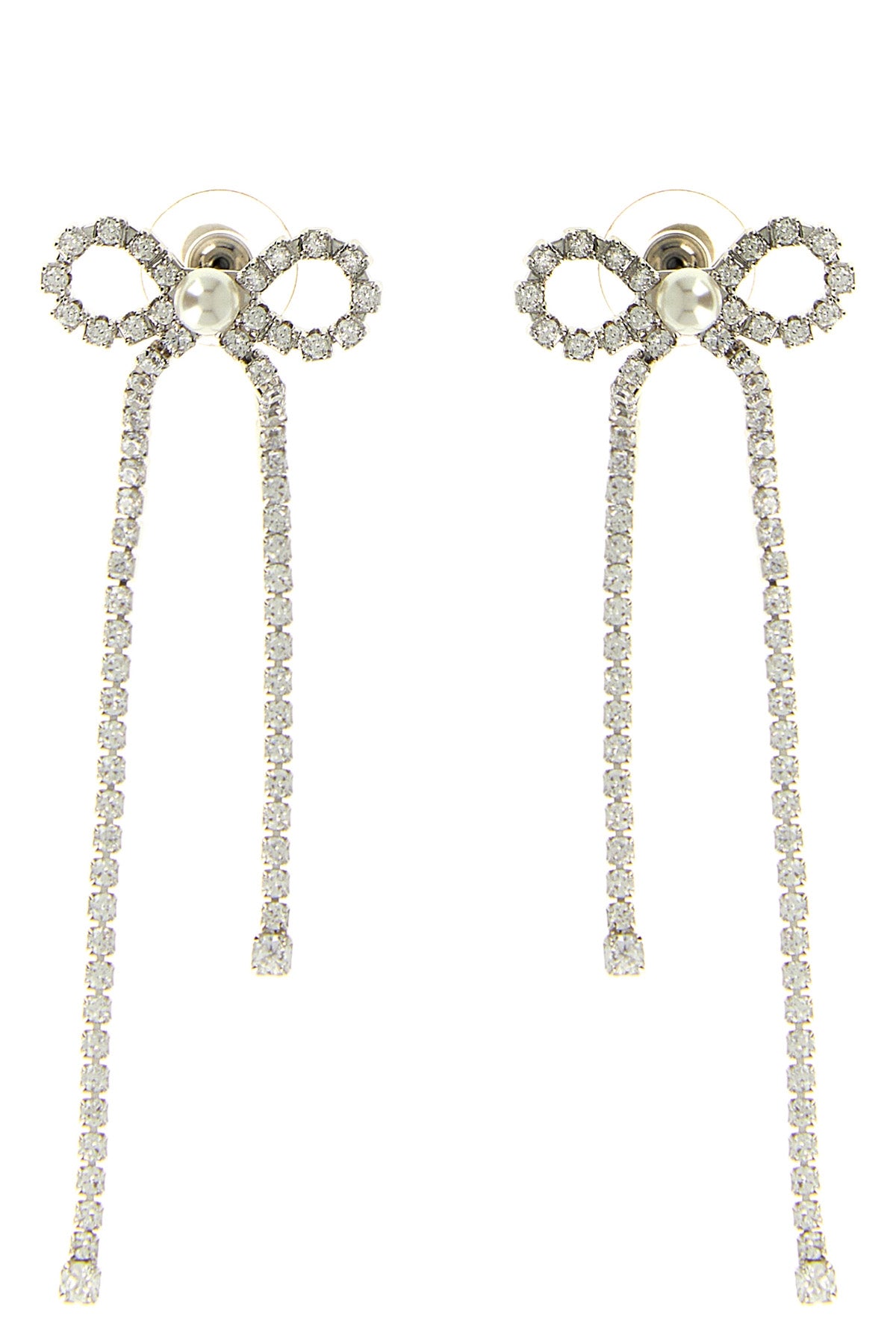 crystal droplet bow earrings in metal and crystals