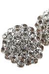 crystal flower earrings in metal and all-over crystals