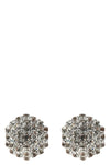 crystal flower earrings in metal and all-over crystals