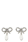 bow crystal droplet earrings in metal and crystals