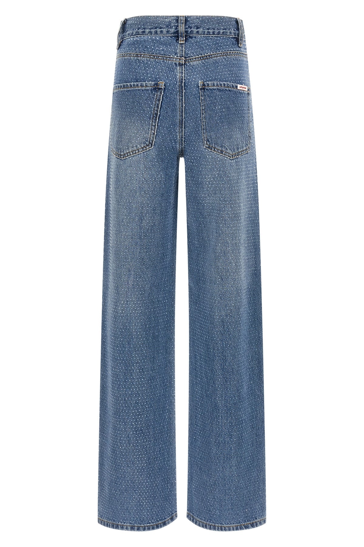 rhinestone denim straight leg stonewashed cotton denim jeans