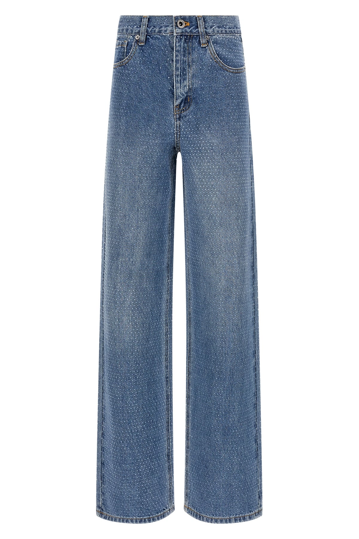 rhinestone denim straight leg stonewashed cotton denim jeans