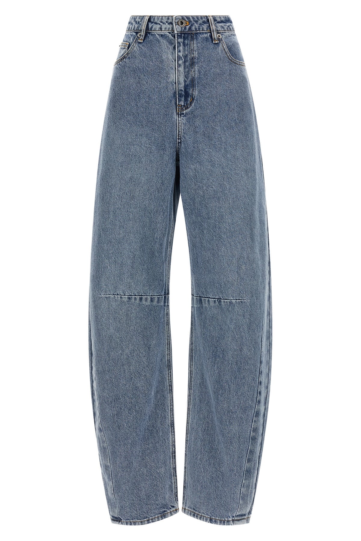 blue barrel leg cotton denim jeans