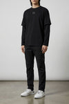 garment-dyed sanded stretch cotton satin trousers