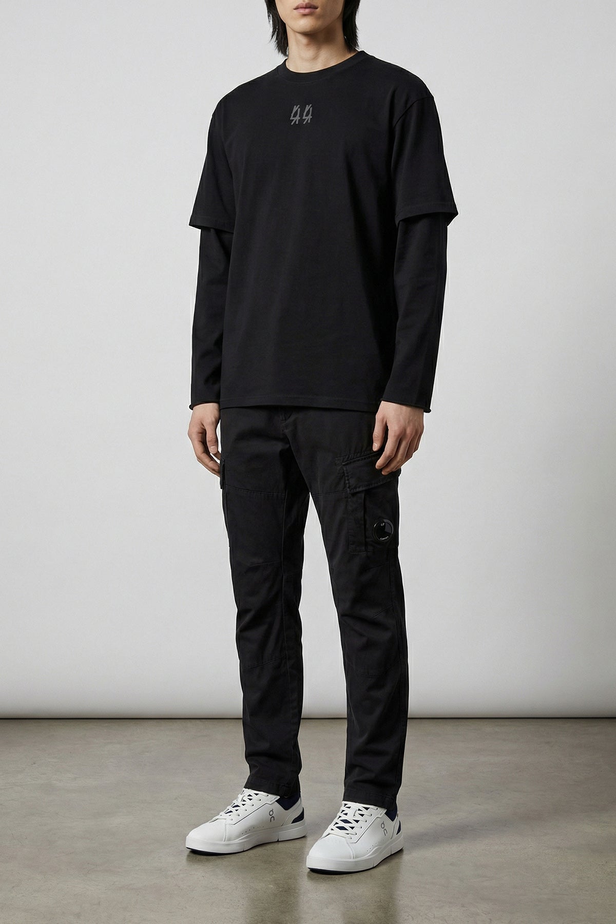 garment-dyed sanded stretch cotton satin trousers
