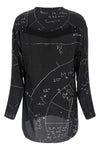 concordian shirt in viscose blend and patterned fluid cupro