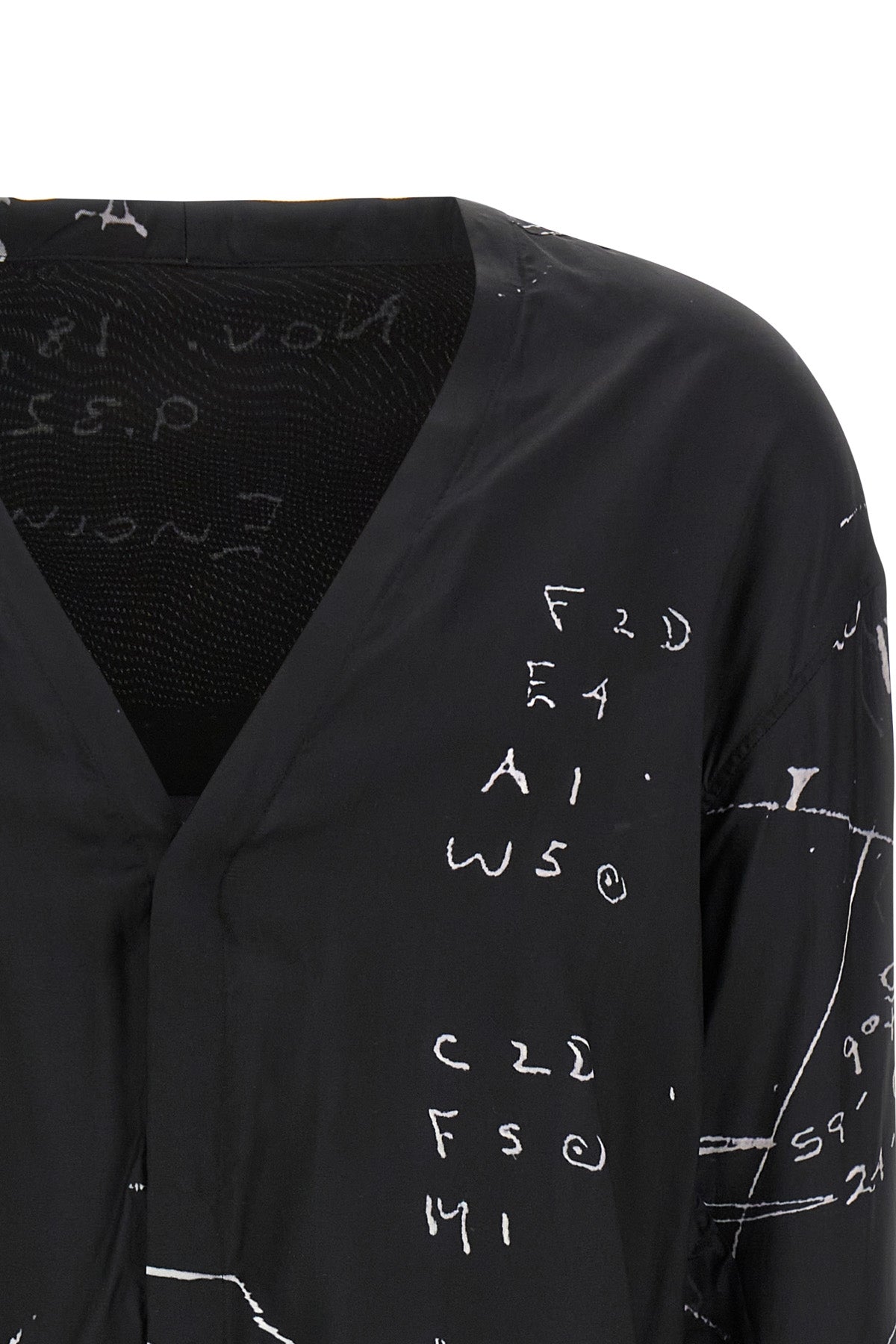 concordian shirt in viscose blend and patterned fluid cupro