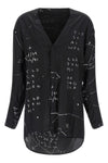 concordian shirt in viscose blend and patterned fluid cupro