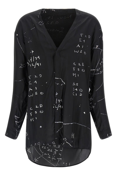 concordian shirt in viscose blend and patterned fluid cupro